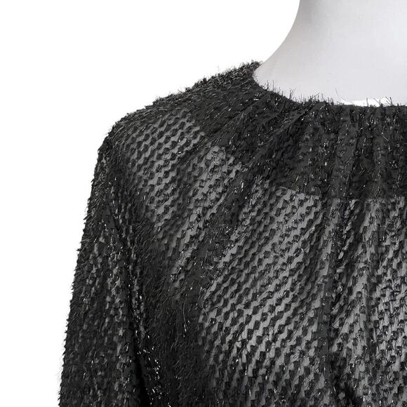 ELLIATT Top Black Cropped Tinsel Holiday Festive Blouse Kadis Size XS - Picture 5 of 13
